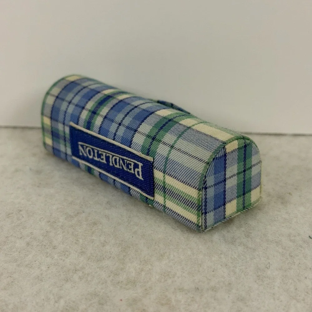 Pendleton Plaid Wool‎ Lipstick Case Small Mirror Compact Blue Green Tartan OS